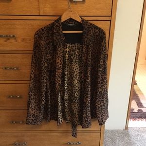 Lafayette 148 Silk Cheetah Blouse